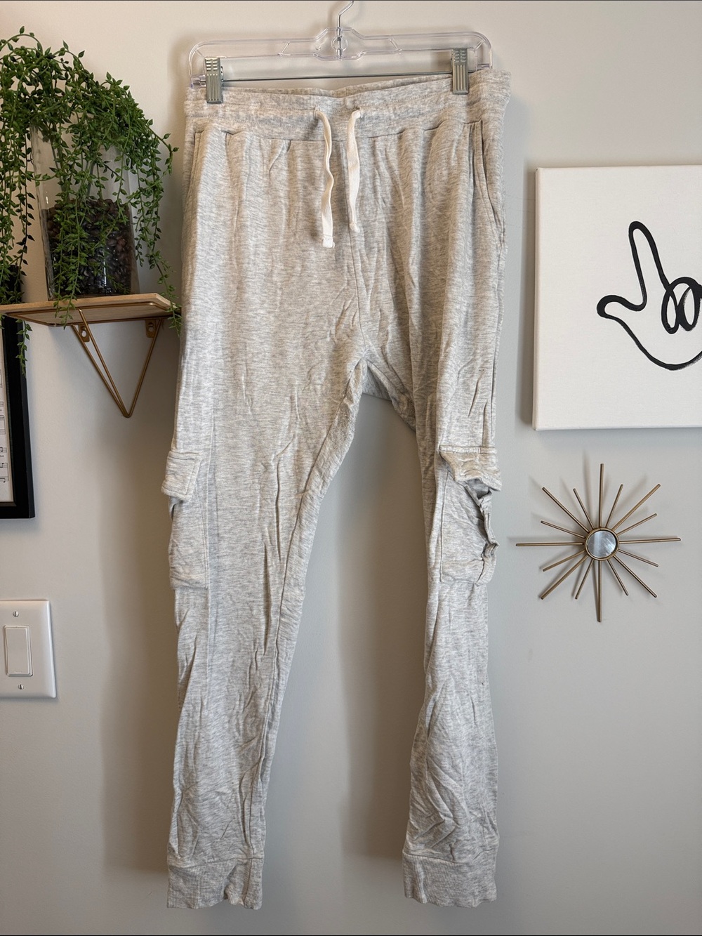 Mono B Light Gray Cargo Jogger Pants